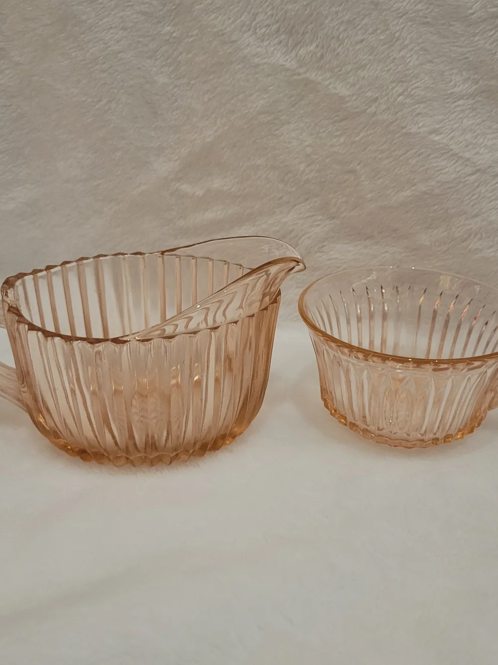 Vintage Pink Depression Glass Creamer and Sugar Bowl SetVintage pink depression